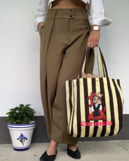 BOLSO RAYAS MARRÓN- AMARILLAS