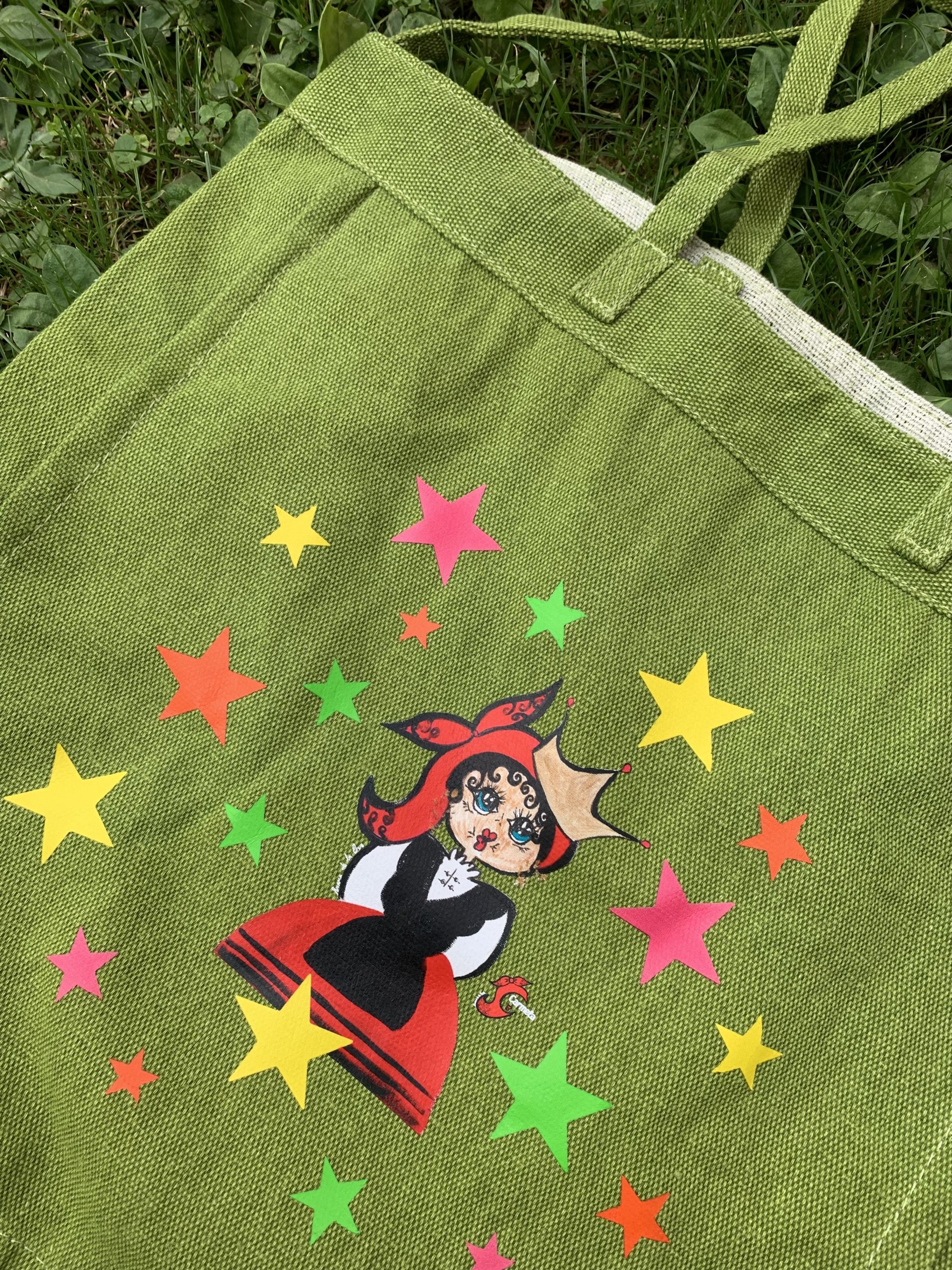 BOLSO TOTE CARMELA VERDE ESTRELLAS - Imagen 4