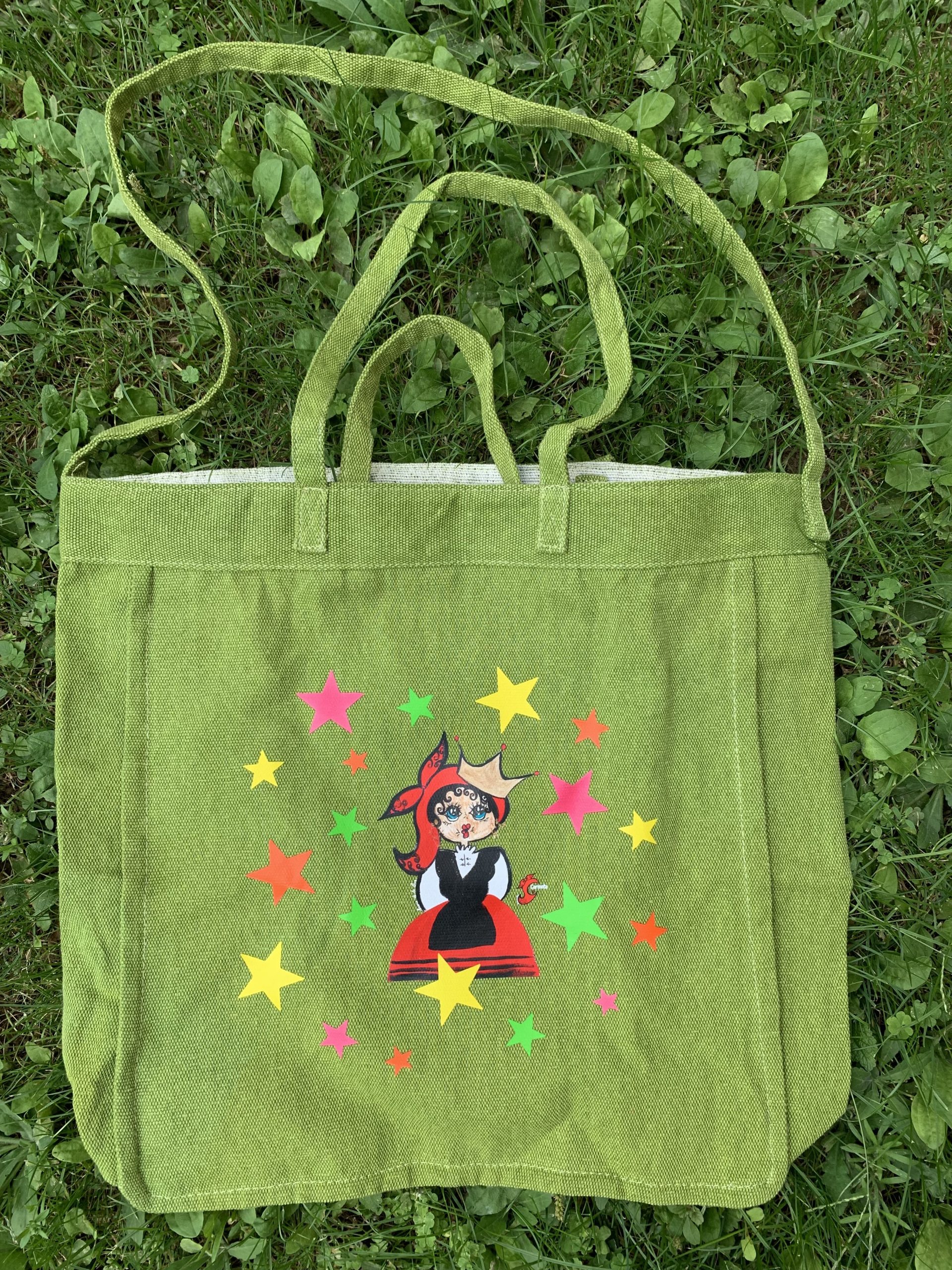 BOLSO TOTE CARMELA VERDE ESTRELLAS - Imagen 5